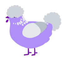 A lilac and mist chicken with a neck-speckle pattern