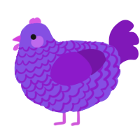 A blurple and violet chicken with a lace pattern