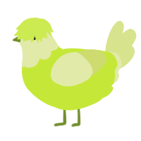 A lime and lemon chicken with a head pattern