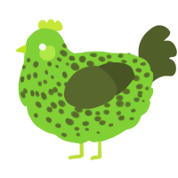 A grass and olive chicken with a speckle pattern