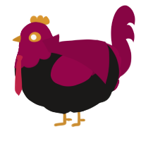 A sable and maroon chicken with a head pattern