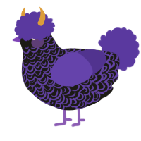 A sable and indigo chicken with a double-lace pattern