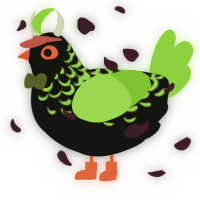 A black and grass chicken with a half-lace pattern