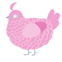 A pink chicken with a lace pattern