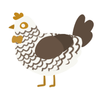 A white and bark chicken with a lace pattern