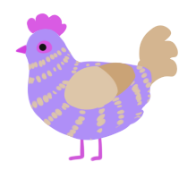 Gel Pen, a lilac and beige chicken with a bar pattern