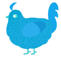 A cerulean and sky chicken with a double-lace pattern