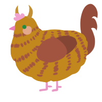 A ochre and russet chicken with a bar pattern