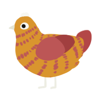 A orange and red chicken with a bar pattern