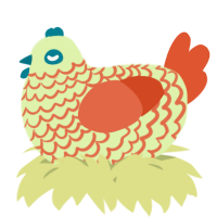 A apple and vermilion chicken with a lace pattern
