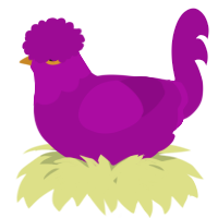 A plum chicken with a head pattern