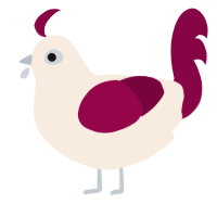A cream and maroon chicken