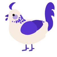 A cream and indigo chicken with a neck-speckle pattern