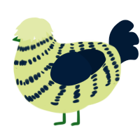 Lemony Chicket, a lemon and tumblr chicken with a bar pattern