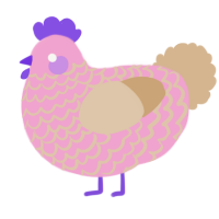 A pink and beige chicken with a lace pattern