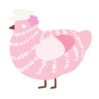 A rose chicken with a bar pattern