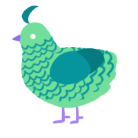 A spring and teal chicken with a lace pattern