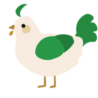 A cream and viridian chicken