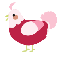 A crimson and rose chicken with a head pattern