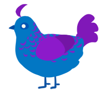 A sapphire and violet chicken with a half-lace pattern