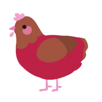 A crimson and russet chicken with a head pattern