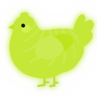 A lime chicken with a half-bar pattern