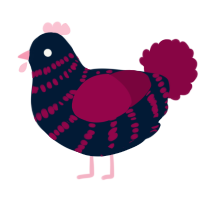 A tumblr and maroon chicken with a bar pattern
