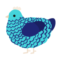A aqua and navy chicken with a lace pattern