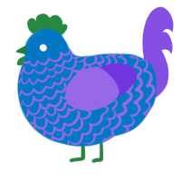 Twilight Waves, a sapphire and blurple chicken with a lace pattern