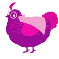 A plum and fuchsia chicken with a half-lace pattern