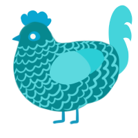 A teal and aqua chicken with a lace pattern