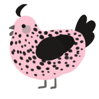 A rose and sable chicken with a speckle pattern