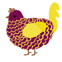 A wine and yellow chicken with a lace pattern