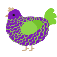A violet and grass chicken with a lace pattern