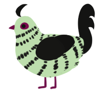 Choco Mint, a gluppy and black chicken with a bar pattern