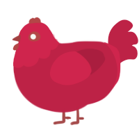 crimson, a crimson chicken with a head pattern