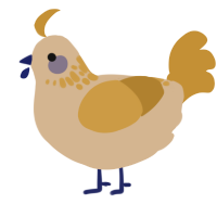 A beige and gold chicken with a neck-speckle pattern