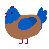 A brown and ultramarine chicken with a head pattern