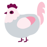 A mist and rose chicken with a head pattern