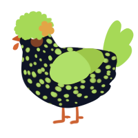 A tumblr and grass chicken with a speckle pattern