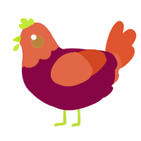 A maroon and vermilion chicken with a head pattern