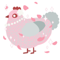 A rose and silver chicken with a double-lace pattern