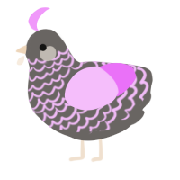A grey and lavender chicken with a lace pattern
