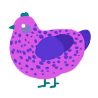A orchid and indigo chicken with a speckle pattern