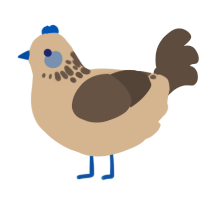 A beige and bark chicken with a neck-speckle pattern