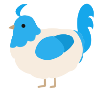 A cream and sky chicken with a head pattern