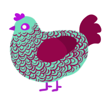 capillary, a mint and maroon chicken with a double-lace pattern