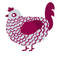 A mist and maroon chicken with a lace pattern
