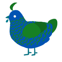 Peacock, a ultramarine and leaf chicken with a lace pattern