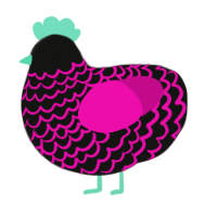 blacklight, a black and fuchsia chicken with a lace pattern